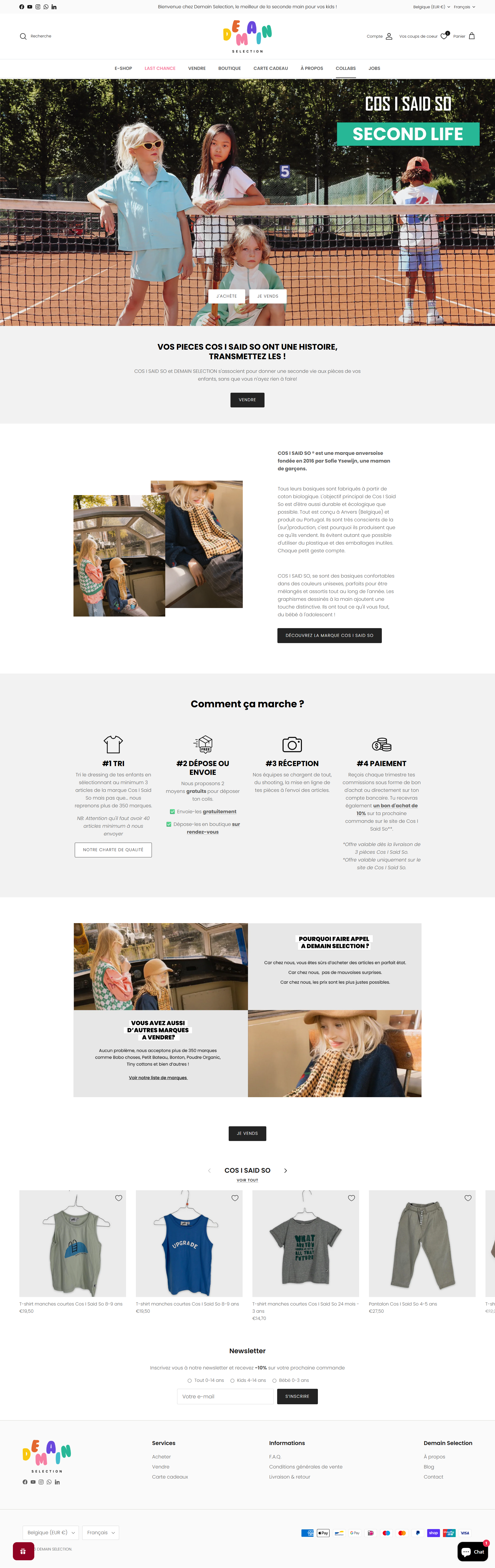 Collaboration section of Demain Selection website